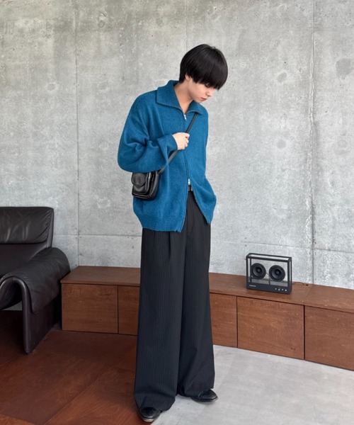 sinss２タックワイドストレートストライプスラックス Two tuck wide straight stripe slacks / 2タックワイド