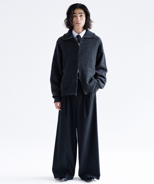Two tuck wide straight stripe slacks / 2タックワイド