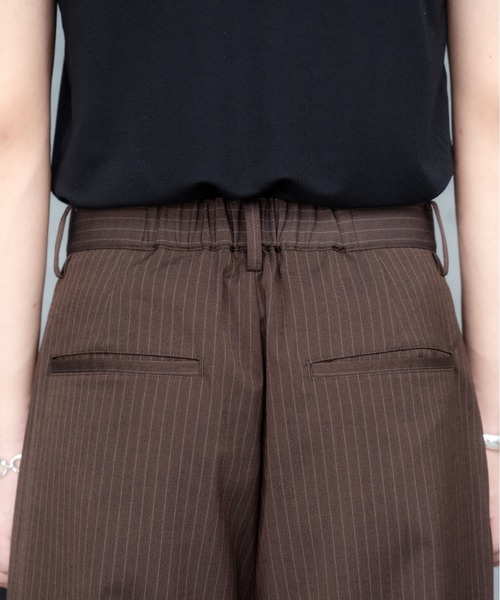 【SINSS】２タックワイドストレートストライプスラックス Two tuck wide straight stripe slacks / 2タックワイド