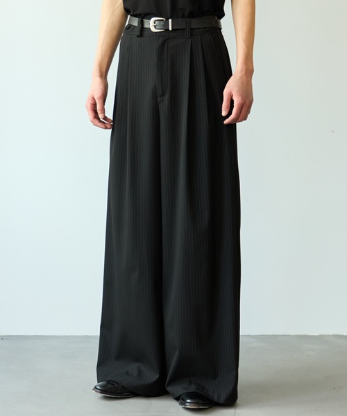 シンス SINSS ２タックワイド ストレート ストライプ スラックス Two tuck wide straight stripe slacks / 2タックワイドストレート