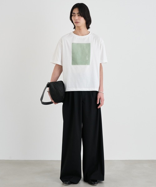 Two tuck wide straight stripe slacks / 2タックワイドストレート