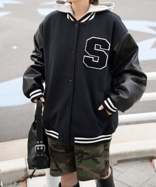 WEGO（ウィゴー）の「WEGO/バックナンバリングビッグスタジャン（スタジャン・レディース・ブラック/ワイン・FREE）」の5枚目の写真