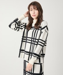 チェック柄モックネック プルオーバー