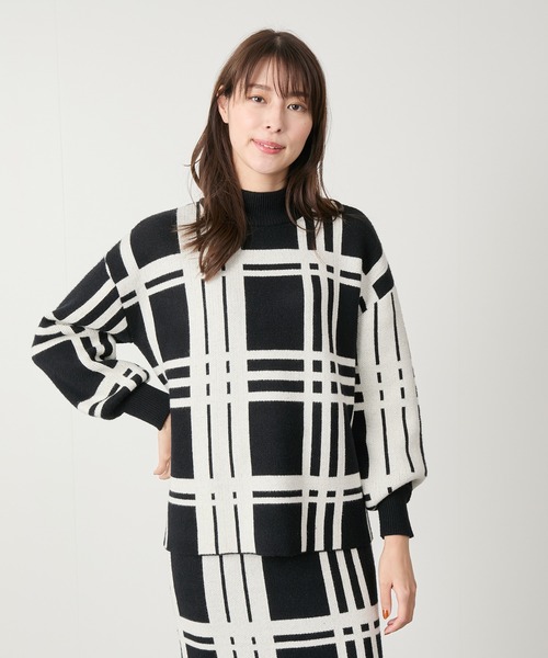 Jayro（ジャイロ）の「チェック柄モックネック プルオーバー（Tシャツ/カットソー・レディース・ホワイト系その他/ベージュ/ブラック・M）」の5枚目の写真