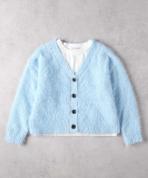 Right-on（ライトオン）の「【VIVIAN BLUE】ニットカーデレイヤード（カーディガン/ボレロ・キッズ・サックスブルー/ピンク・130/140/150/160）」の4枚目の写真