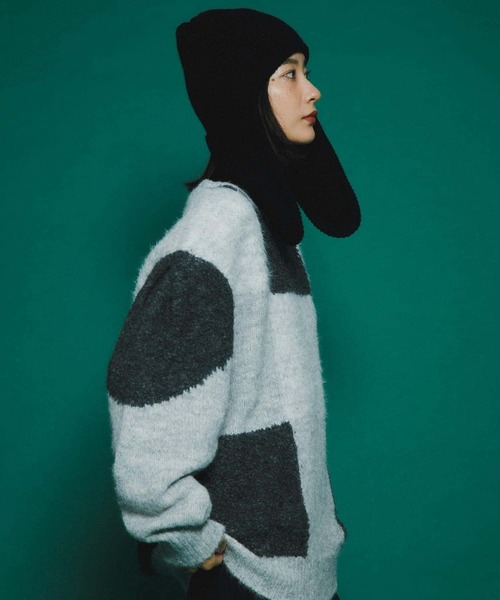 KBF（ケイビーエフ）の「ブロックチェックニット（ニット/セーター・レディース・ベージュ系その他/ホワイト系その他/グレー系その他・ONE）」の11枚目の写真