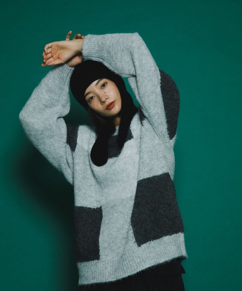 KBF（ケイビーエフ）の「ブロックチェックニット（ニット/セーター・レディース・ベージュ系その他/ホワイト系その他/グレー系その他・ONE）」の14枚目の写真