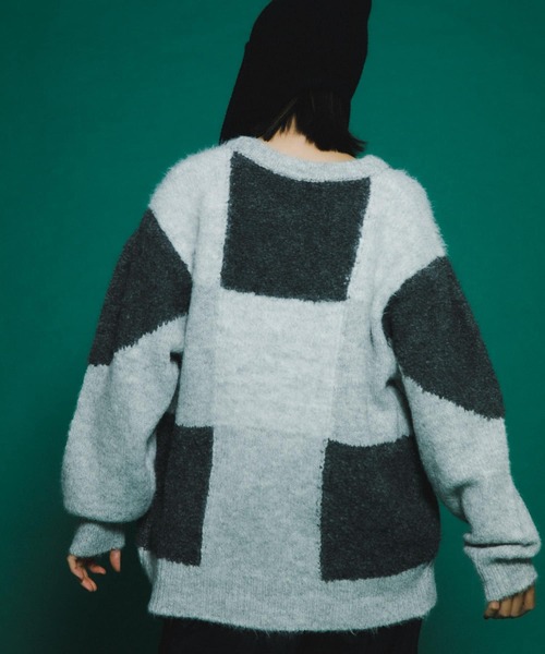 KBF（ケイビーエフ）の「ブロックチェックニット（ニット/セーター・レディース・ベージュ系その他/ホワイト系その他/グレー系その他・ONE）」の15枚目の写真