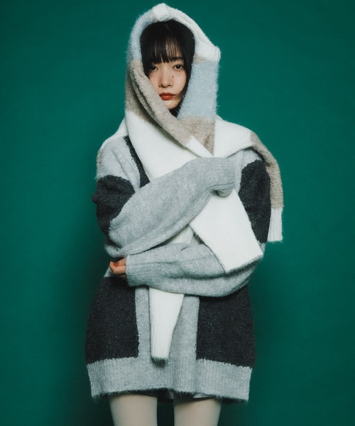 KBF（ケイビーエフ）の「ブロックチェックニット（ニット/セーター・レディース・ベージュ系その他/ホワイト系その他/グレー系その他・ONE）」の20枚目の写真