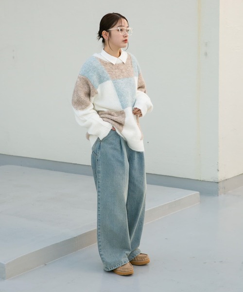 セール】ブロックチェックニット（ニット/セーター）｜KBF