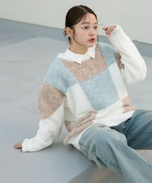 KBF | ブロックチェックニット(ニット/セーター)