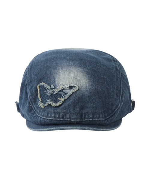 X-girl（エックスガール）の「BUTTERFLY PATCH HUNTING CAP（ハンチング/ベレー帽・レディース・ライトインディゴブルー/ブラック・ONE SIZE）」の6枚目の写真