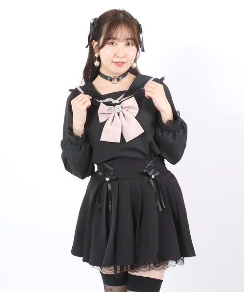 地雷 プリメロ セーラー ブラウス リボン プリーツ スカパン セットアップ ❤︎ 地雷 プリメロ セーラー ブラウス リボン プリーツ スカパン