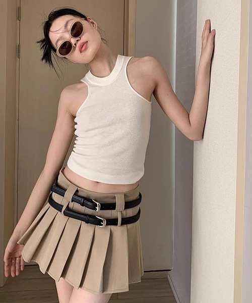 SANSeLF（サンセルフ）の「【LONSLAN】 ダブルベルトプリーツミニスカート sanwl24a048（スカート・レディース・ベージュ/ブラック・M/S）」の19枚目の写真