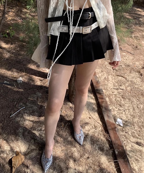 SANSeLF（サンセルフ）の「【LONSLAN】 ダブルベルトプリーツミニスカート sanwl24a048（スカート・レディース・ベージュ/ブラック・M/S）」の18枚目の写真