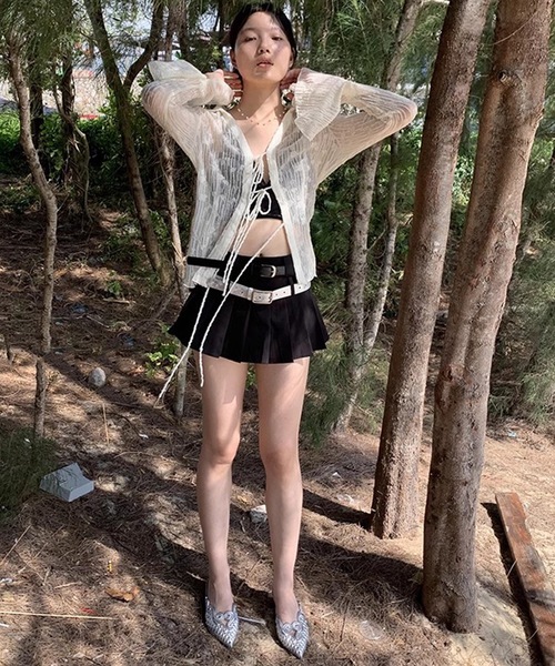 SANSeLF（サンセルフ）の「【LONSLAN】 ダブルベルトプリーツミニスカート sanwl24a048（スカート・レディース・ベージュ/ブラック・M/S）」の20枚目の写真