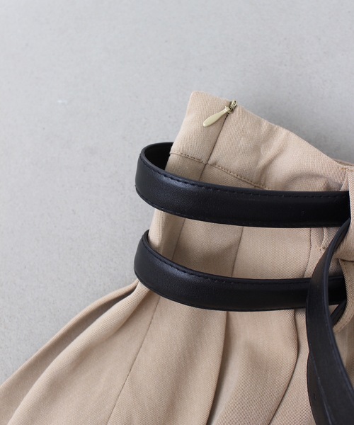 SANSeLF（サンセルフ）の「【LONSLAN】 ダブルベルトプリーツミニスカート sanwl24a048（スカート・レディース・ベージュ/ブラック・M/S）」の12枚目の写真