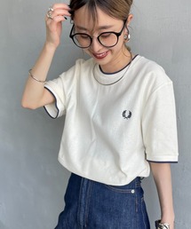[FRED PERRY/フレッドペリー] ティップライン ワンポイントロゴ刺繍クレープピケTシャツ