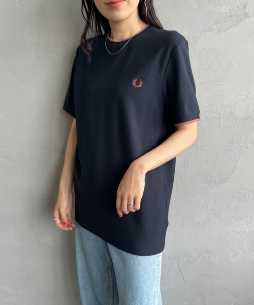 美品FRED PERRY フレッドペリーワンポイントロゴ刺繍クレープピケTシャツ セール】[FRED PERRY/フレッドペリー] ティップライン ワン