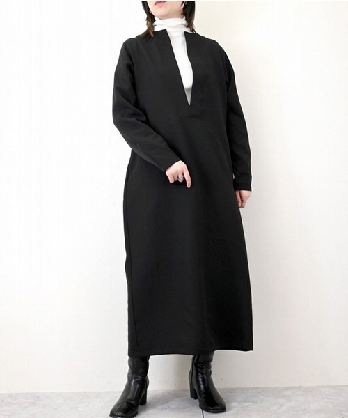 STYLEBLOCK（スタイルブロック）の「ダブルクロスキーネックワンピース（ワンピース・レディース・ブラウン/ブラック・M）」の4枚目の写真