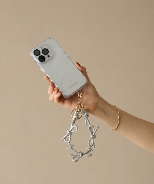 HASHIBAMI（ハシバミ）の「【HASHIBAMI】レザーリボン スマホハンド
