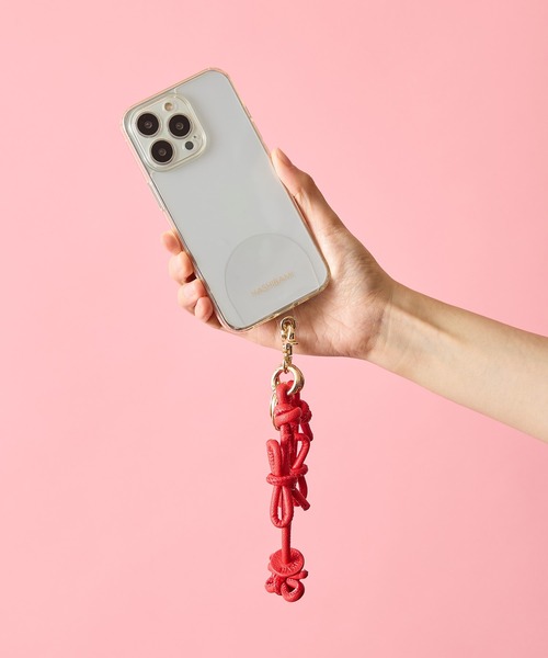 HASHIBAMI ハシバミ レザーリボン スマホハンドストラップ 未開封 HASHIBAMI】レザーリボン スマホハンドストラップ（スマホグッズ