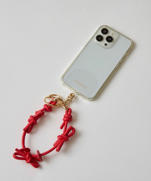 HASHIBAMI】レザーリボン スマホハンドストラップ（スマホグッズ