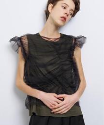 LANVIN フリル付きノースリーブチュニック ティール　新品未使用♡ LANVIN フリル付きノースリーブチュニック ティール 新品未使用