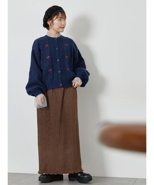 ehka sopo（エヘカソポ）の「花刺繍カーディガン（カーディガン/ボレロ・レディース・ミント/キナリ/ネイビー/グレー・F）」の20枚目の写真