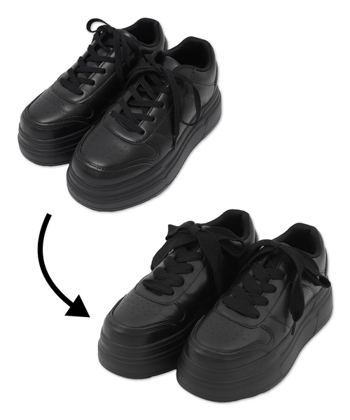 WEGO（ウィゴー）の「WEGO/ボリュームレースアップ厚底スニーカー（スニーカー・レディース・ライトピンク/ブラック/ホワイト/レッド/ブラック系その他・MEDIUM/LARGE/SMALL）」の13枚目の写真