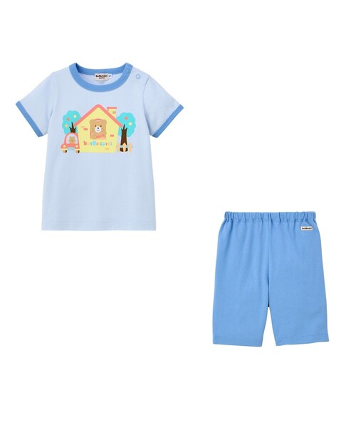 HOT BISCUITS(ホットビスケッツ)の「ビーンズ Tシャツ&6分丈パンツセット(Tシャツ/カットソー・キッズ・モスグリーン/グレイッシュブルー・フリー(70-80cm))」の2枚目の写真