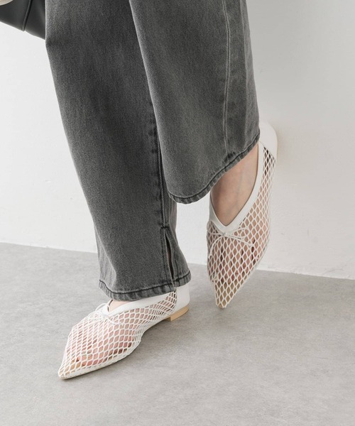 SENSE OF PLACE by URBAN RESEARCH（センスオブプレイスバイアーバンリサーチ）の「メッシュポインテッドシューズ（バレエシューズ・レディース・アイボリー/ブラック・SMALL/MEDIUM/LARGE）」の7枚目の写真