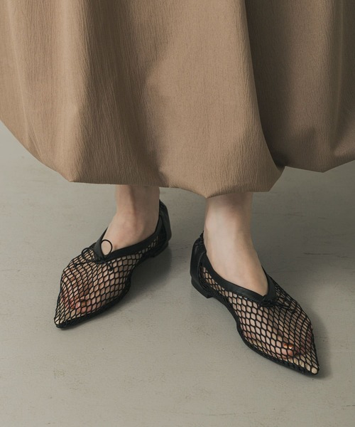 SENSE OF PLACE by URBAN RESEARCH（センスオブプレイスバイアーバンリサーチ）の「メッシュポインテッドシューズ（バレエシューズ・レディース・アイボリー/ブラック・SMALL/MEDIUM/LARGE）」の10枚目の写真