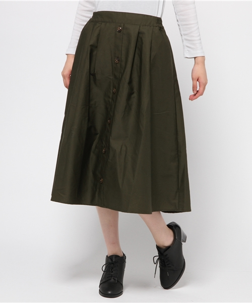 earth music&ecology（アースミュージックアンドエコロジー）の「フロントボタンミディスカート（スカート・レディース・ブラック/カーキ/ウッド/キャメル・FREE）」の10枚目の写真