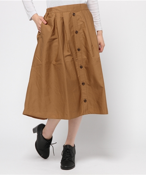 earth music&ecology（アースミュージックアンドエコロジー）の「フロントボタンミディスカート（スカート・レディース・ブラック/カーキ/ウッド/キャメル・FREE）」の11枚目の写真