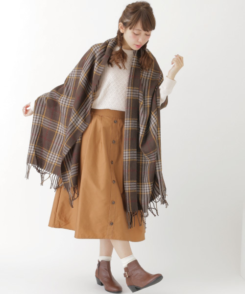 earth music&ecology（アースミュージックアンドエコロジー）の「フロントボタンミディスカート（スカート・レディース・ブラック/カーキ/ウッド/キャメル・FREE）」の12枚目の写真