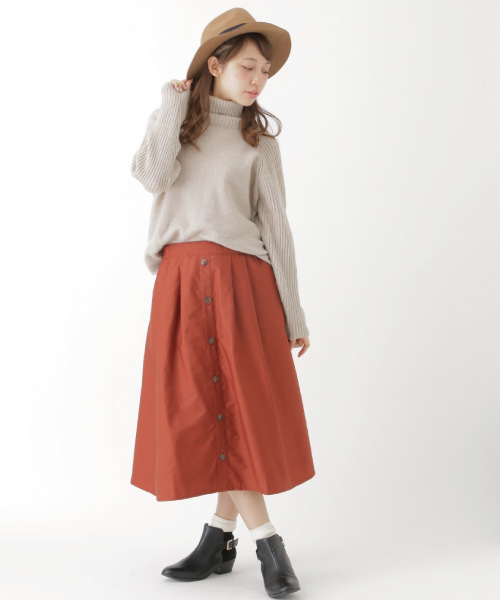 earth music&ecology（アースミュージックアンドエコロジー）の「フロントボタンミディスカート（スカート・レディース・ブラック/カーキ/ウッド/キャメル・FREE）」の7枚目の写真