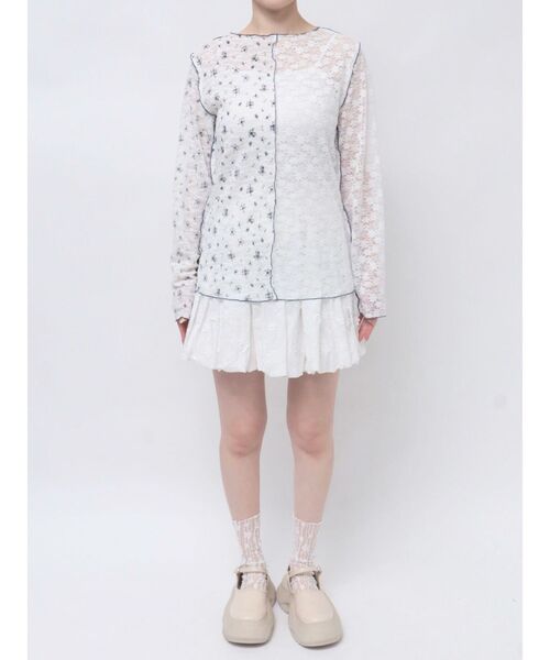 merry jenny(メリージェニー)の「レースコンビメロウTOPS(Tシャツ/カットソー・レディース・ピンク/アイボリー/オフホワイト・FREE)」の10枚目の写真