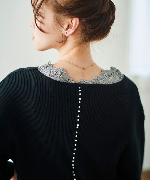 le.coeur blanc（ルクールブラン）の「バックモチーフレースタンク（タンクトップ・レディース・オフホワイト/ブラック/グレー・38）」の5枚目の写真