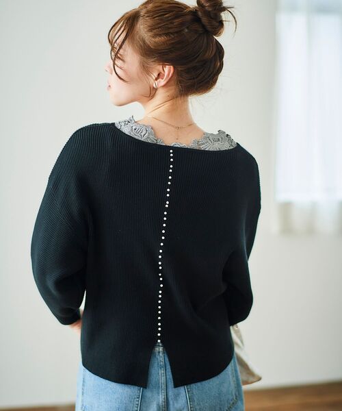 le.coeur blanc（ルクールブラン）の「バックモチーフレースタンク（タンクトップ・レディース・オフホワイト/ブラック/グレー・38）」の6枚目の写真