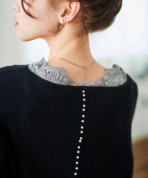 le.coeur blanc（ルクールブラン）の「バックモチーフレースタンク（タンクトップ・レディース・オフホワイト/ブラック/グレー・38）」の7枚目の写真