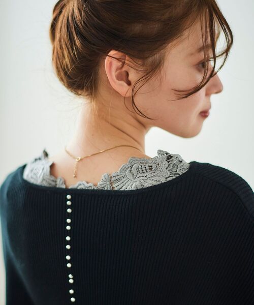 le.coeur blanc（ルクールブラン）の「バックモチーフレースタンク（タンクトップ・レディース・オフホワイト/ブラック/グレー・38）」の8枚目の写真