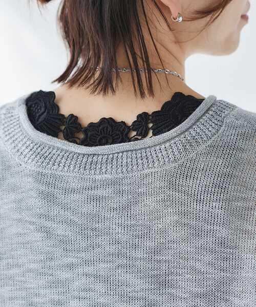 le.coeur blanc（ルクールブラン）の「バックモチーフレースタンク（タンクトップ・レディース・オフホワイト/ブラック/グレー・38）」の12枚目の写真