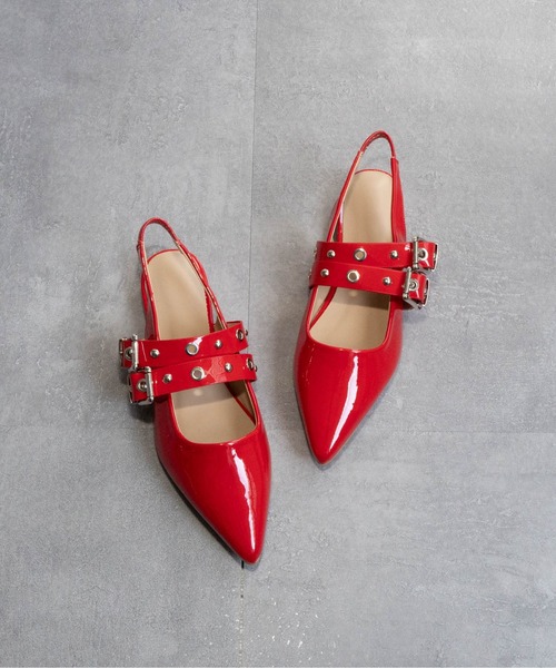 Fabby fabby(ファビィーファビィー)の「ダブルベルトバックストラップパンプス(パンプス・レディース・ブラック/シルバー/ベージュ/レッド・LARGE/MEDIUM/SMALL)」の3枚目の写真