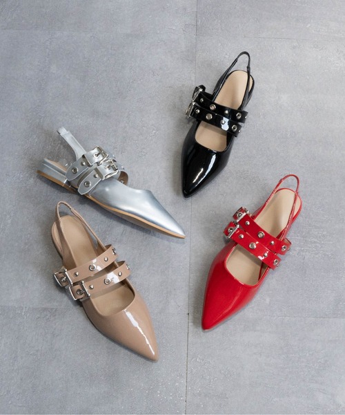 Fabby fabby(ファビィーファビィー)の「ダブルベルトバックストラップパンプス(パンプス・レディース・ブラック/シルバー/ベージュ/レッド・LARGE/MEDIUM/SMALL)」の12枚目の写真