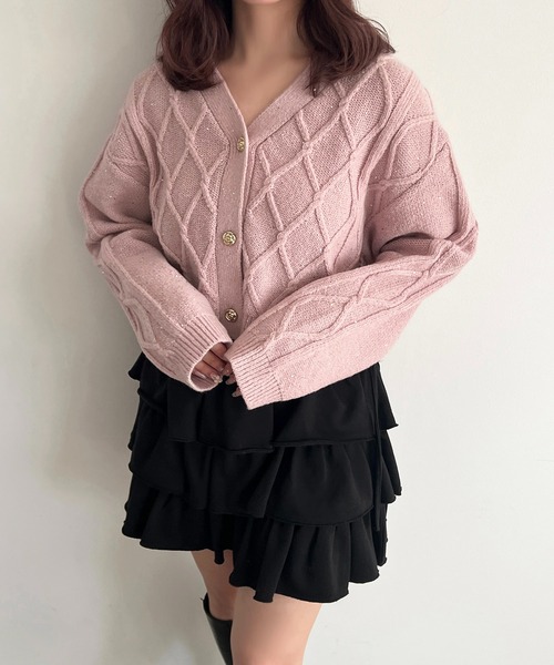 apres jour(アプレジュール)の「キラキラスパンコールカーディガン【ZOZOTOWN限定アイテム】(カーディガン/ボレロ・レディース・ベージュ/ボルドー/ピンクベージュ・X-LARGE/フリー)」の9枚目の写真