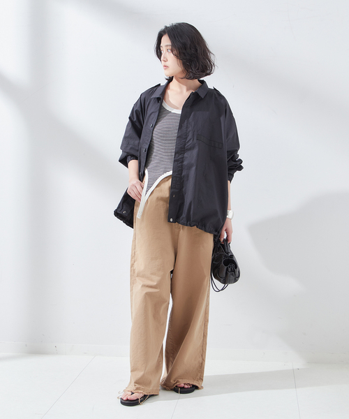 JANE SMITH / JOHN SMITH（ジェーンスミスジョンスミス）の「【JANE SMITH/ジェーンスミス】COTTON RANDOM BORDER RIB UP D：タンクトップ（タンクトップ・レディース・ブラック系その他・38）」の2枚目の写真