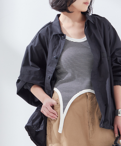 JANE SMITH / JOHN SMITH（ジェーンスミスジョンスミス）の「【JANE SMITH/ジェーンスミス】COTTON RANDOM BORDER RIB UP D：タンクトップ（タンクトップ・レディース・ブラック系その他・38）」の4枚目の写真