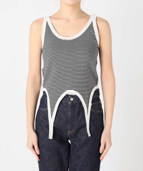 JANE SMITH / JOHN SMITH（ジェーンスミスジョンスミス）の「【JANE SMITH/ジェーンスミス】COTTON RANDOM BORDER RIB UP D：タンクトップ（タンクトップ・レディース・ブラック系その他・38）」の5枚目の写真