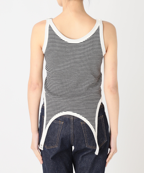 JANE SMITH / JOHN SMITH（ジェーンスミスジョンスミス）の「【JANE SMITH/ジェーンスミス】COTTON RANDOM BORDER RIB UP D：タンクトップ（タンクトップ・レディース・ブラック系その他・38）」の7枚目の写真